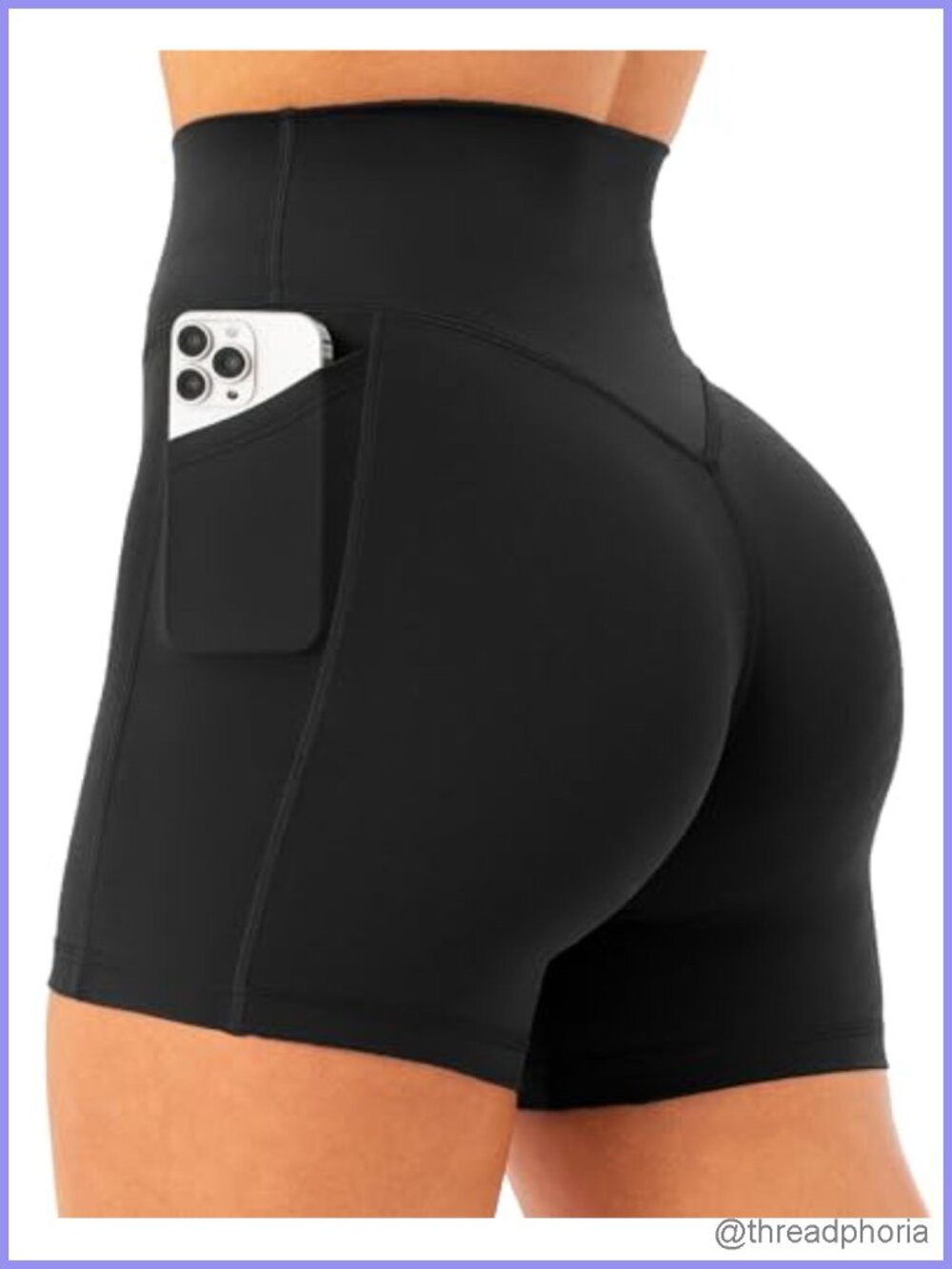 High Rise Biker Shorts with Pockets, Butt Lifting V-Back, 4.5"